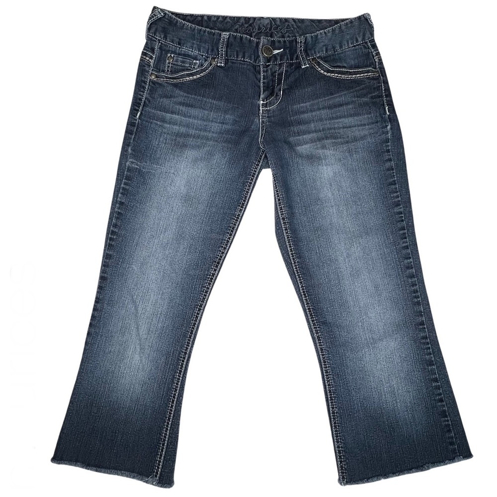 Maurices Jeans Straight Distressed Cropped Raw Hem Blue 3 4 Regular